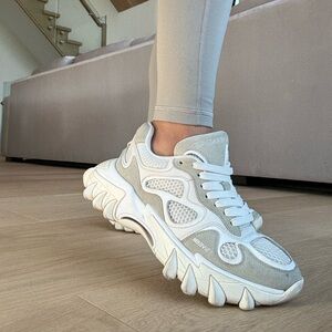 Balmain B-East Chunky Sneaker Two Tone Neutral Textured Sneakers